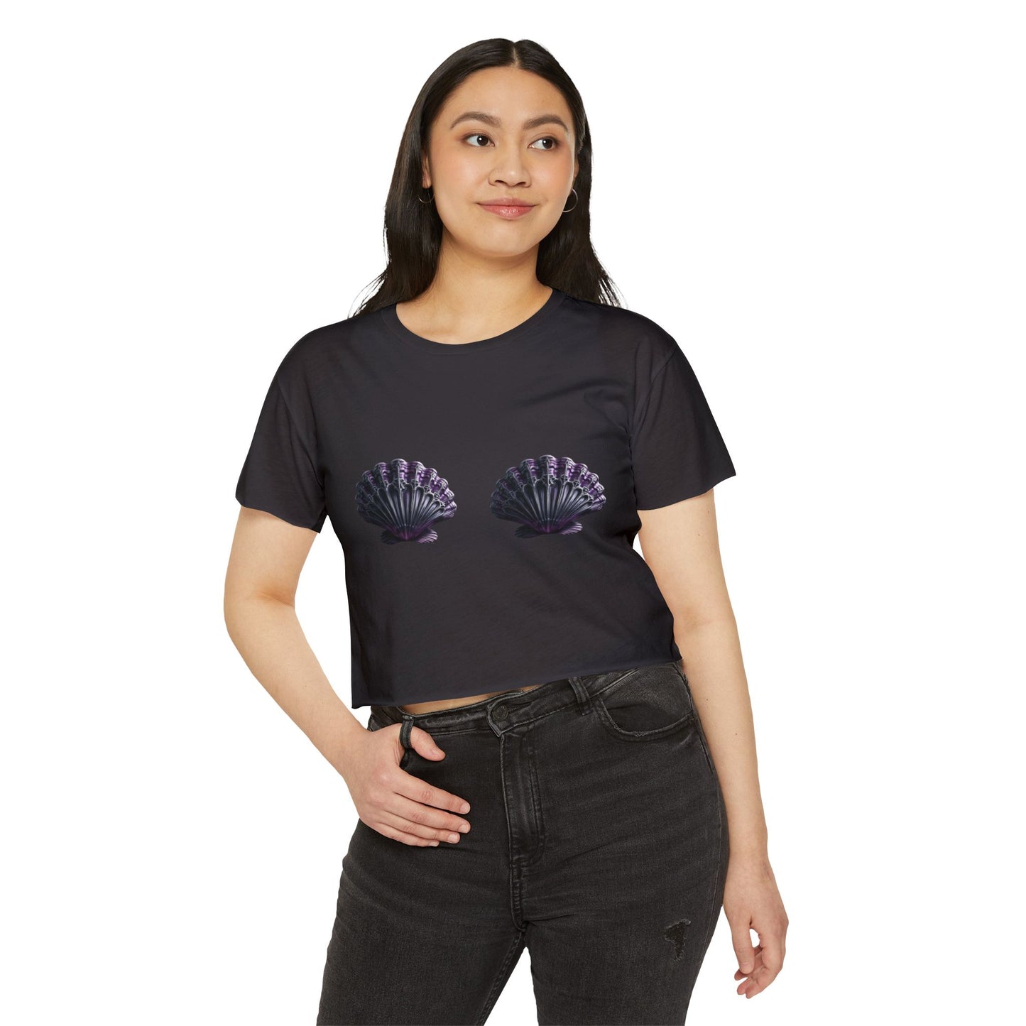 Crop Top - Purple Gothic Seashell Bra Design