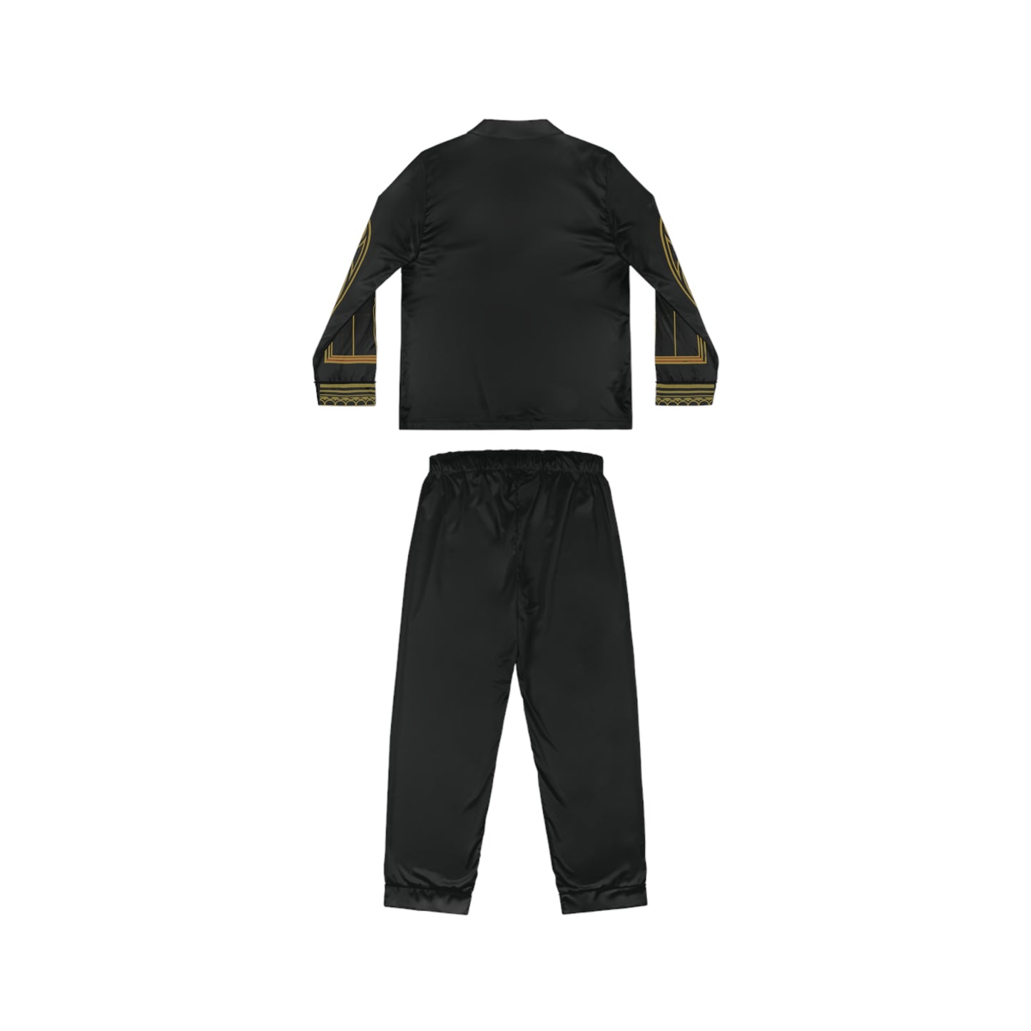 Satin Pajama Set - Noir Cathedral with Rose Window Pocket