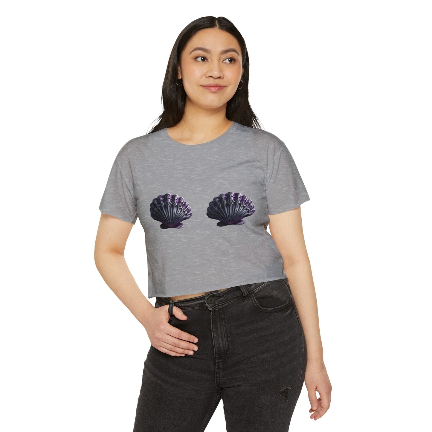 Crop Top - Purple Gothic Seashell Bra Design