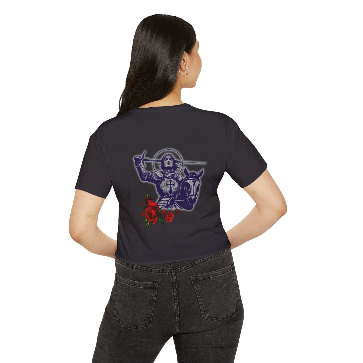 Destiny Crop Top - Women's Festival Tee with Joan of Arc Design
