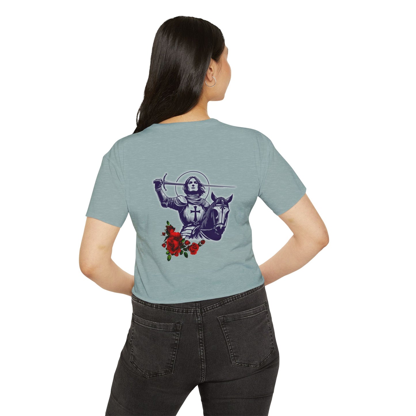 Destiny Crop Top - Women's Festival Tee with Joan of Arc Design