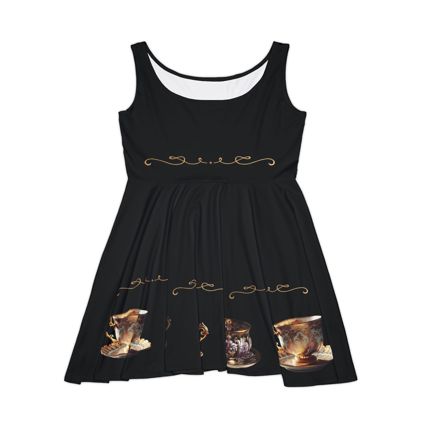 Gold Victorian Teacup Skater Dress