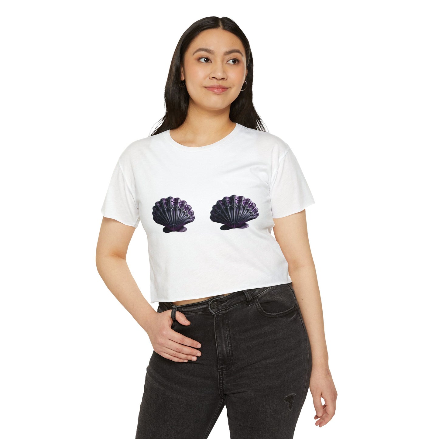 Crop Top - Purple Gothic Seashell Bra Design