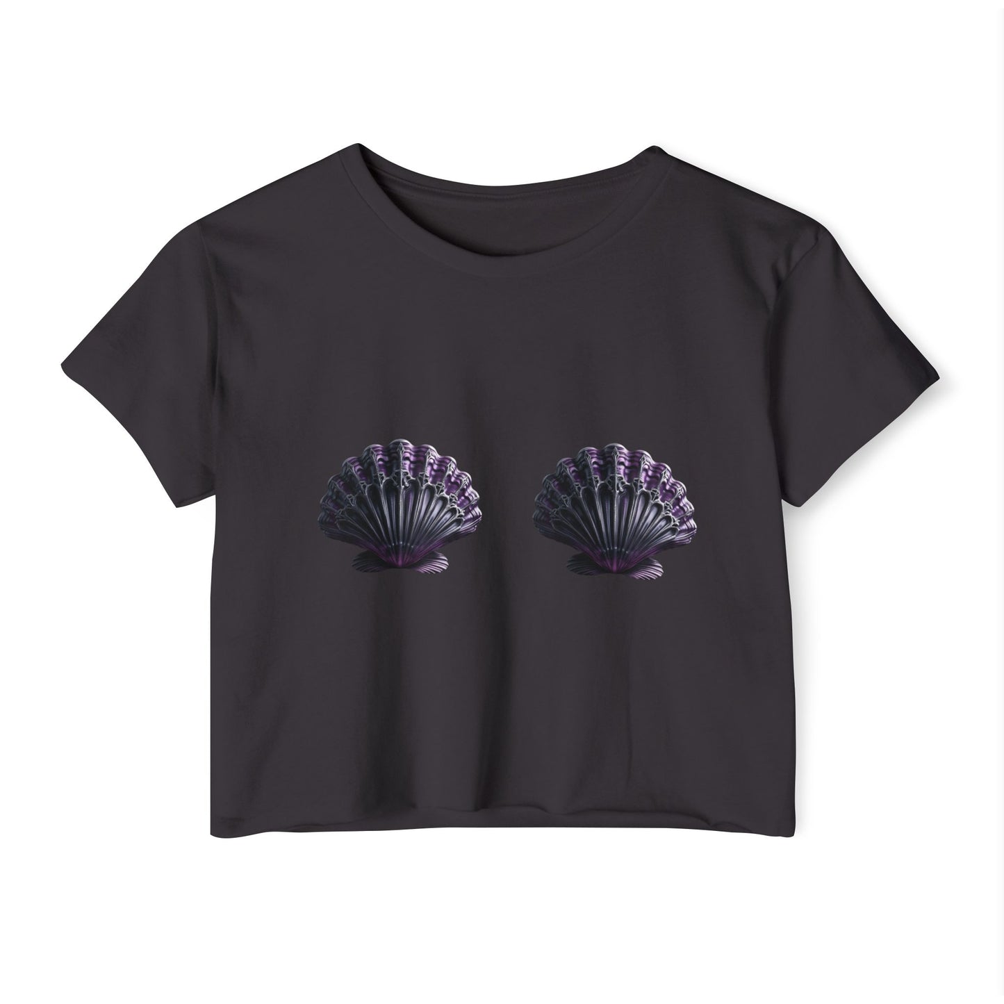 Crop Top - Purple Gothic Seashell Bra Design