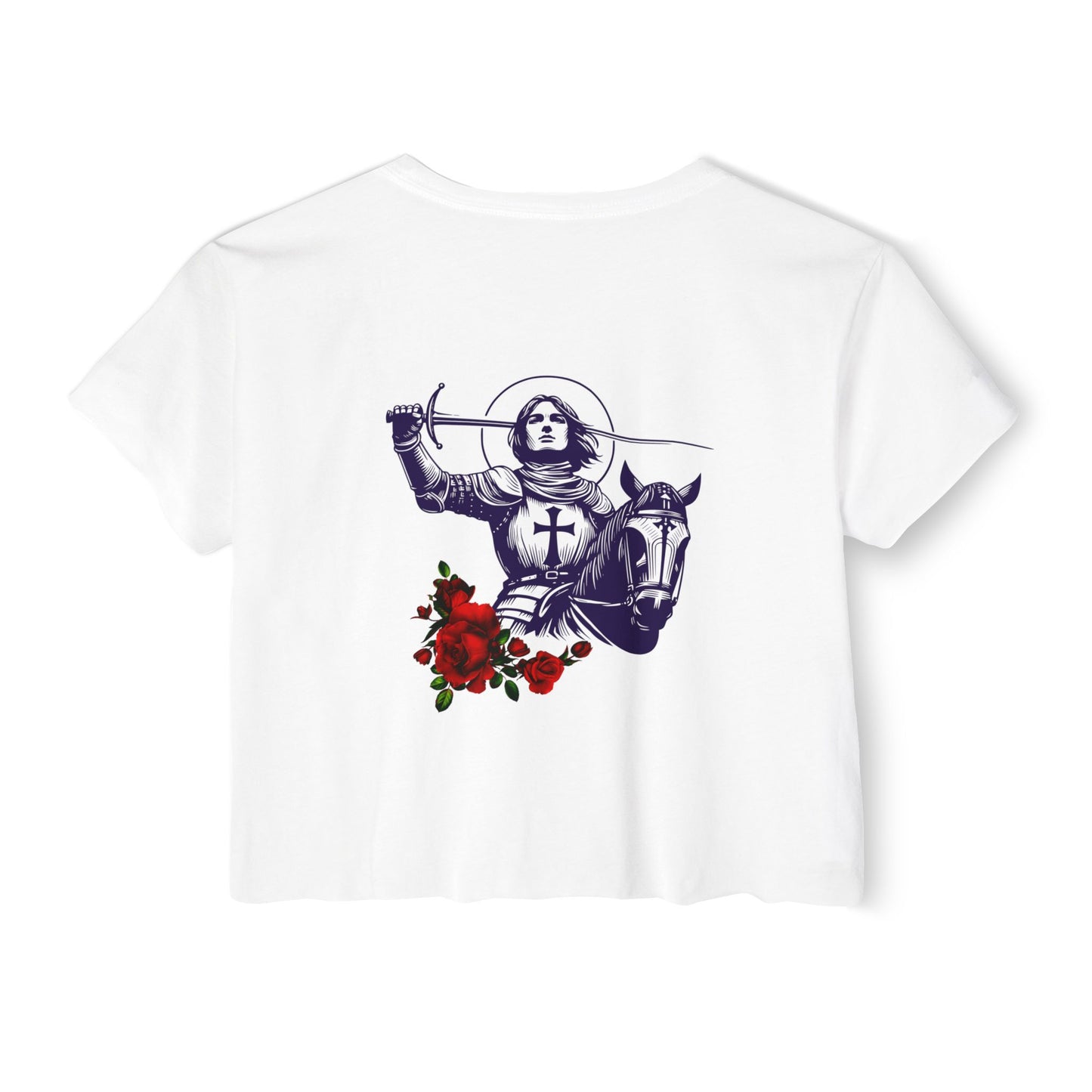 Destiny Crop Top - Women's Festival Tee with Joan of Arc Design