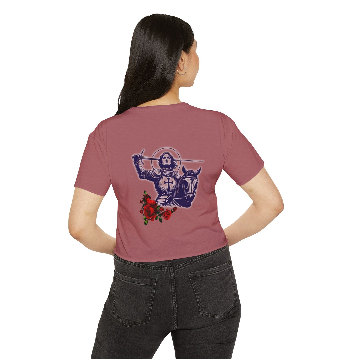 Destiny Crop Top - Women's Festival Tee with Joan of Arc Design