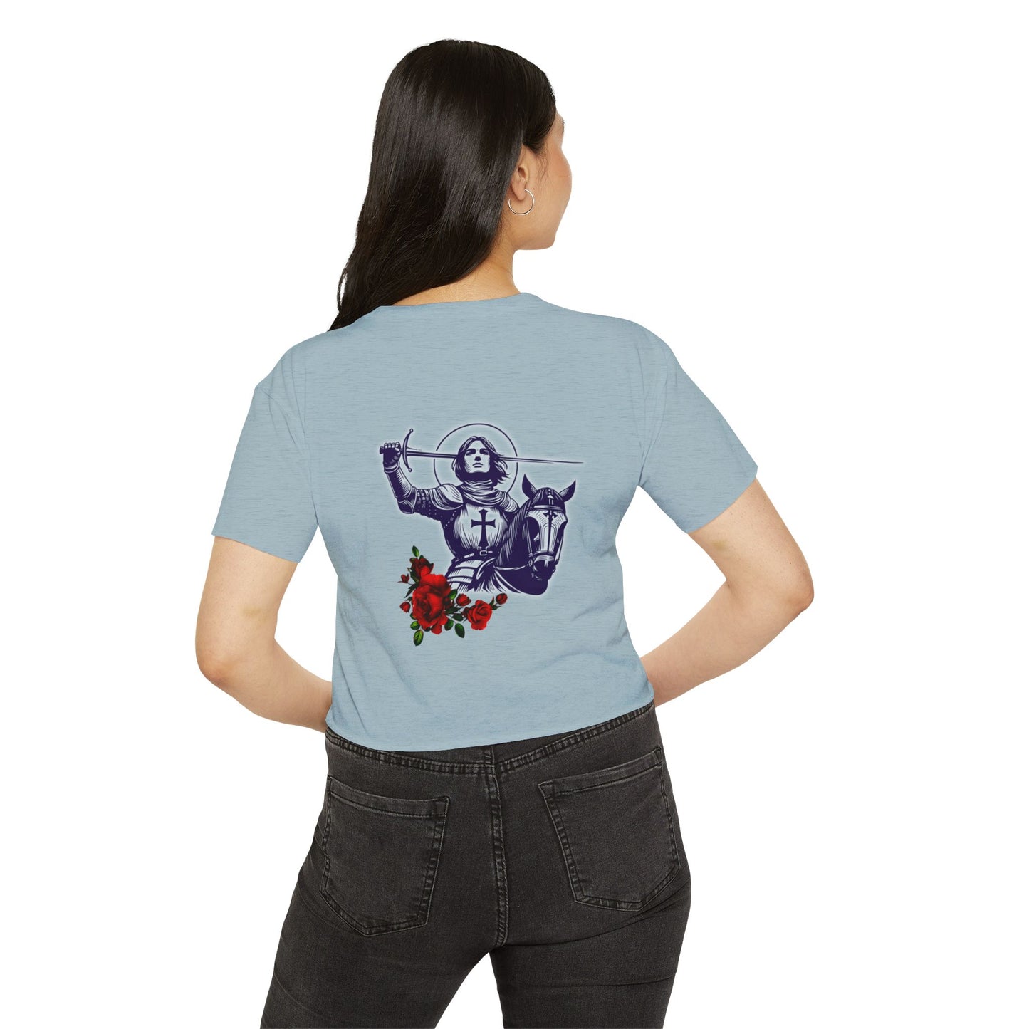 Destiny Crop Top - Women's Festival Tee with Joan of Arc Design