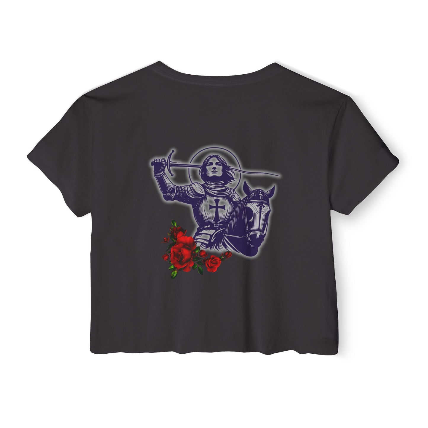 Destiny Crop Top - Women's Festival Tee with Joan of Arc Design