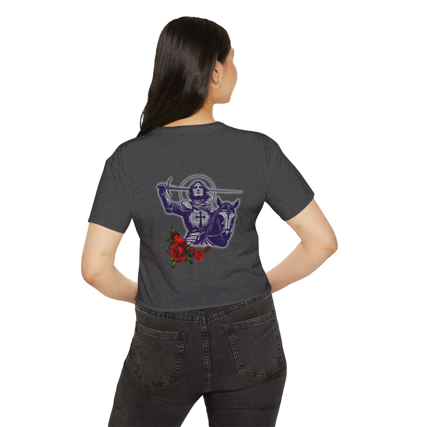 Destiny Crop Top - Women's Festival Tee with Joan of Arc Design