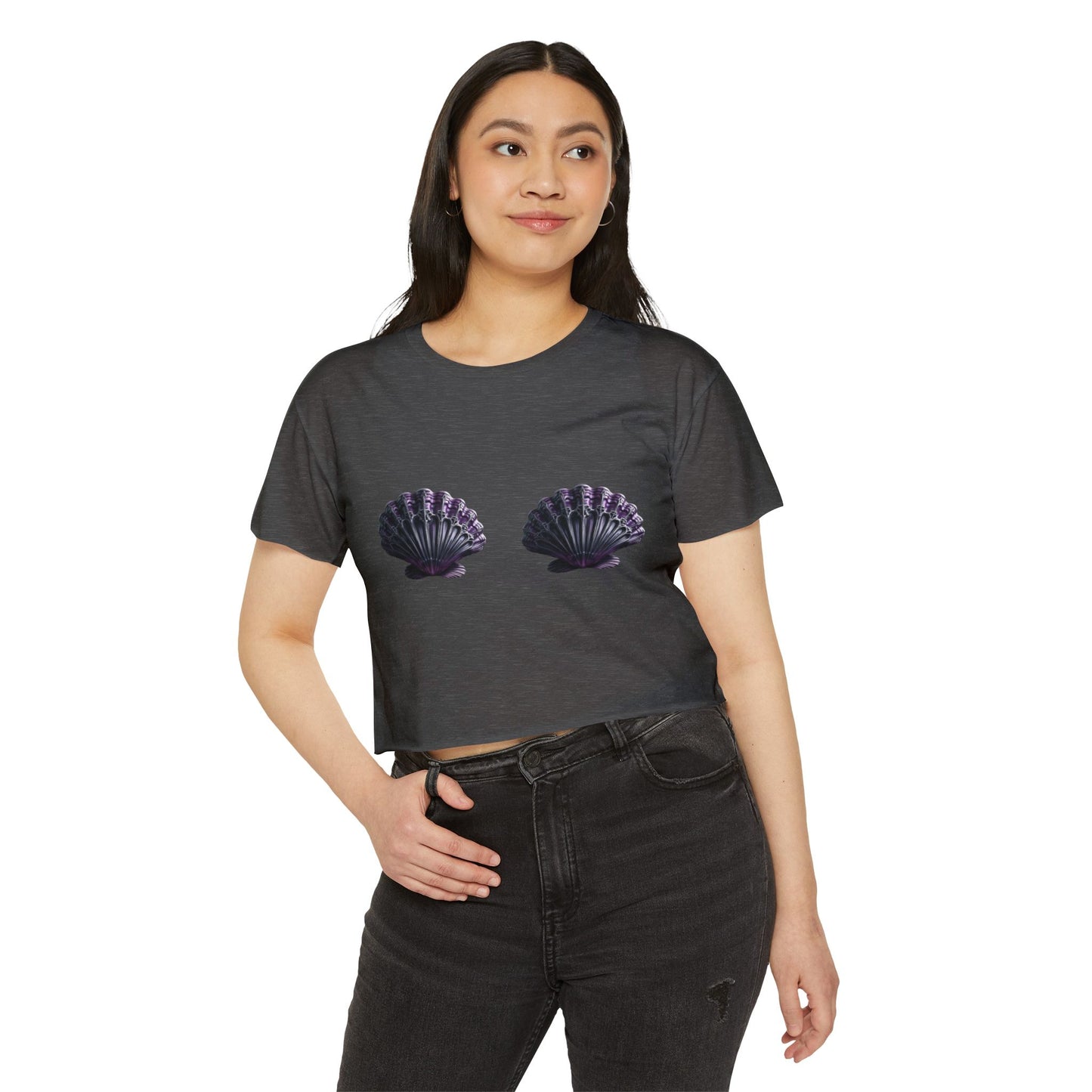 Crop Top - Purple Gothic Seashell Bra Design