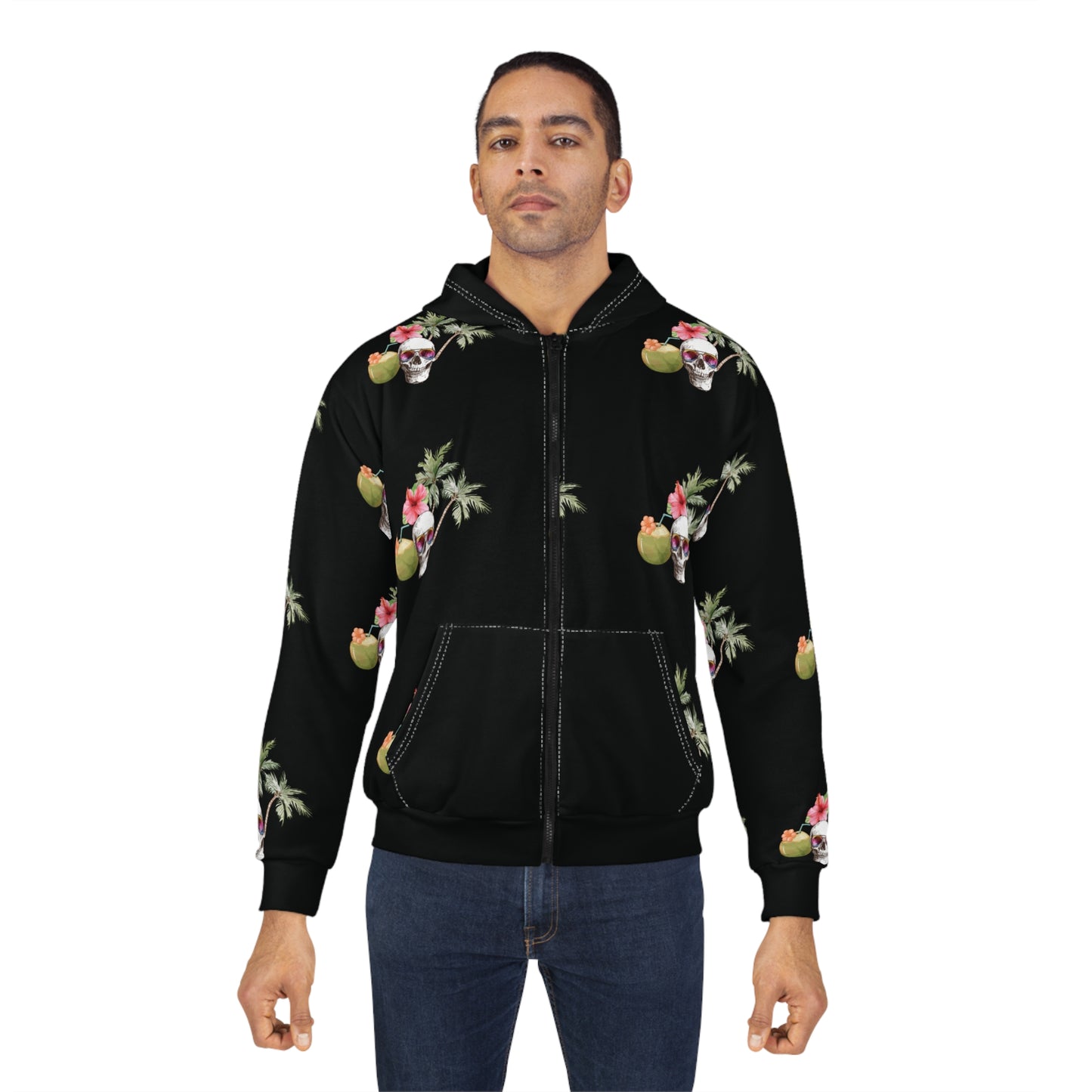 Tropigoth Full-Zip Hoodie — Gothic Tropical Zip-Up