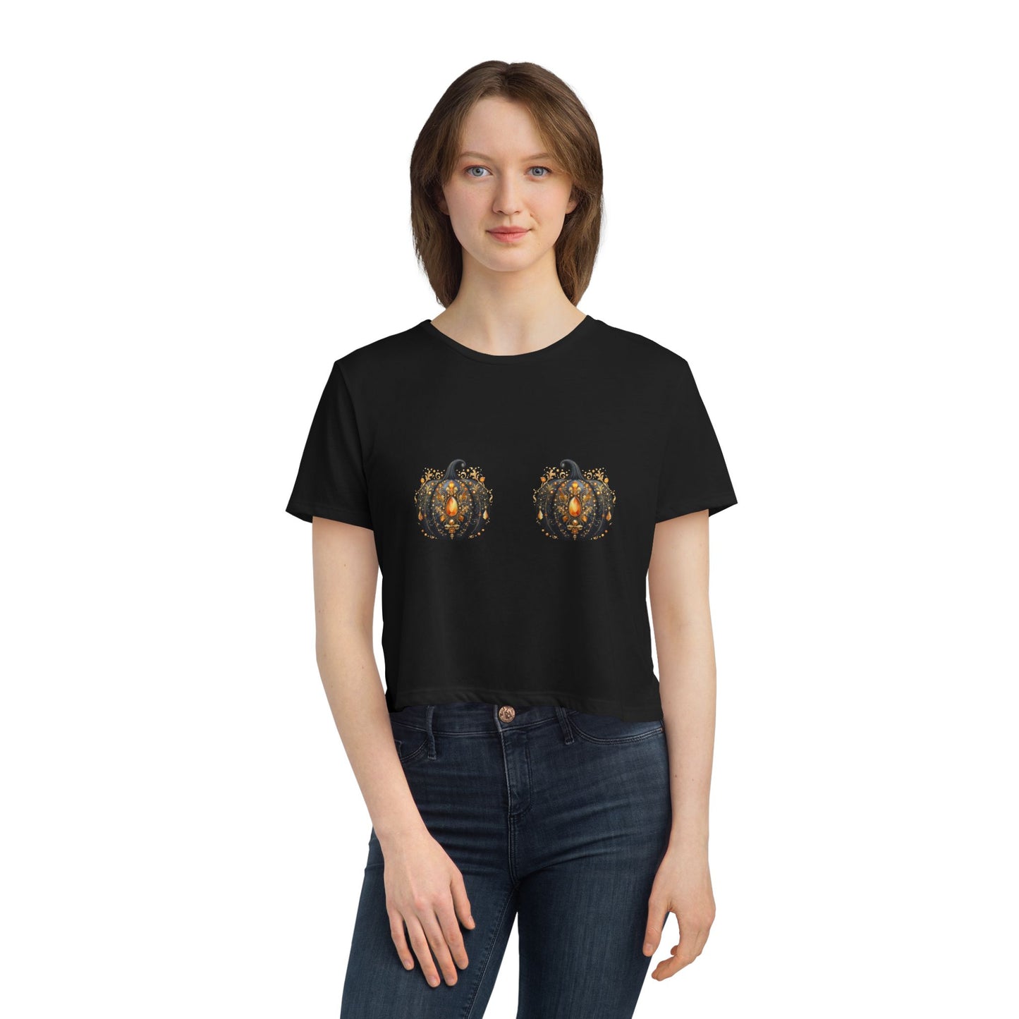 Crop Top Gothic Pumpkin Bra Tee