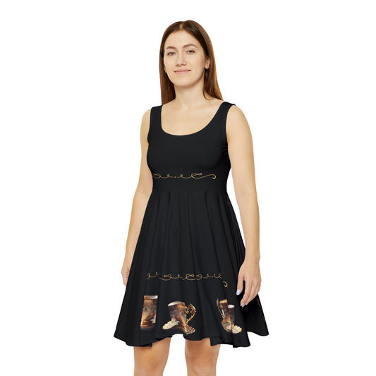 Gold Victorian Teacup Skater Dress
