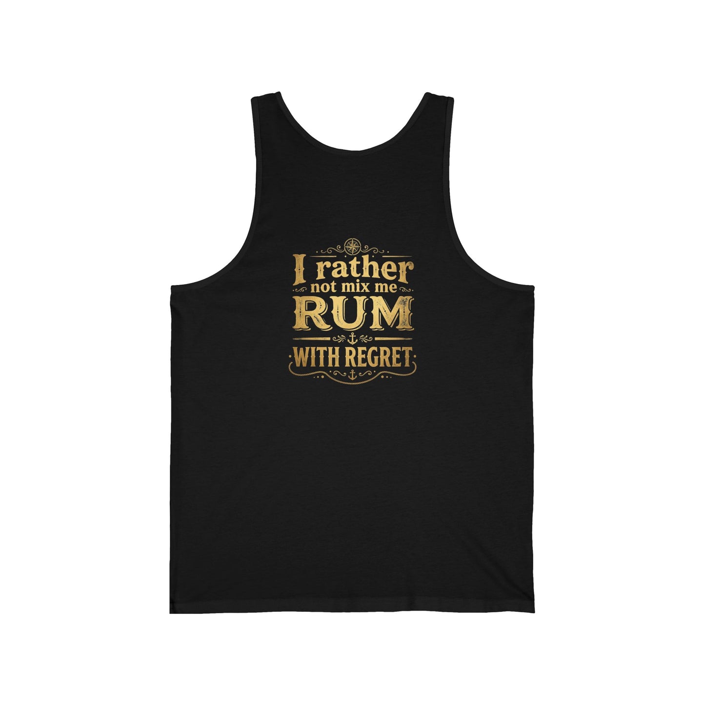 Tortuga Pirate Parrot Tank — "I’d Rather Mix Me Rum With Regret" Novelty Tank Top