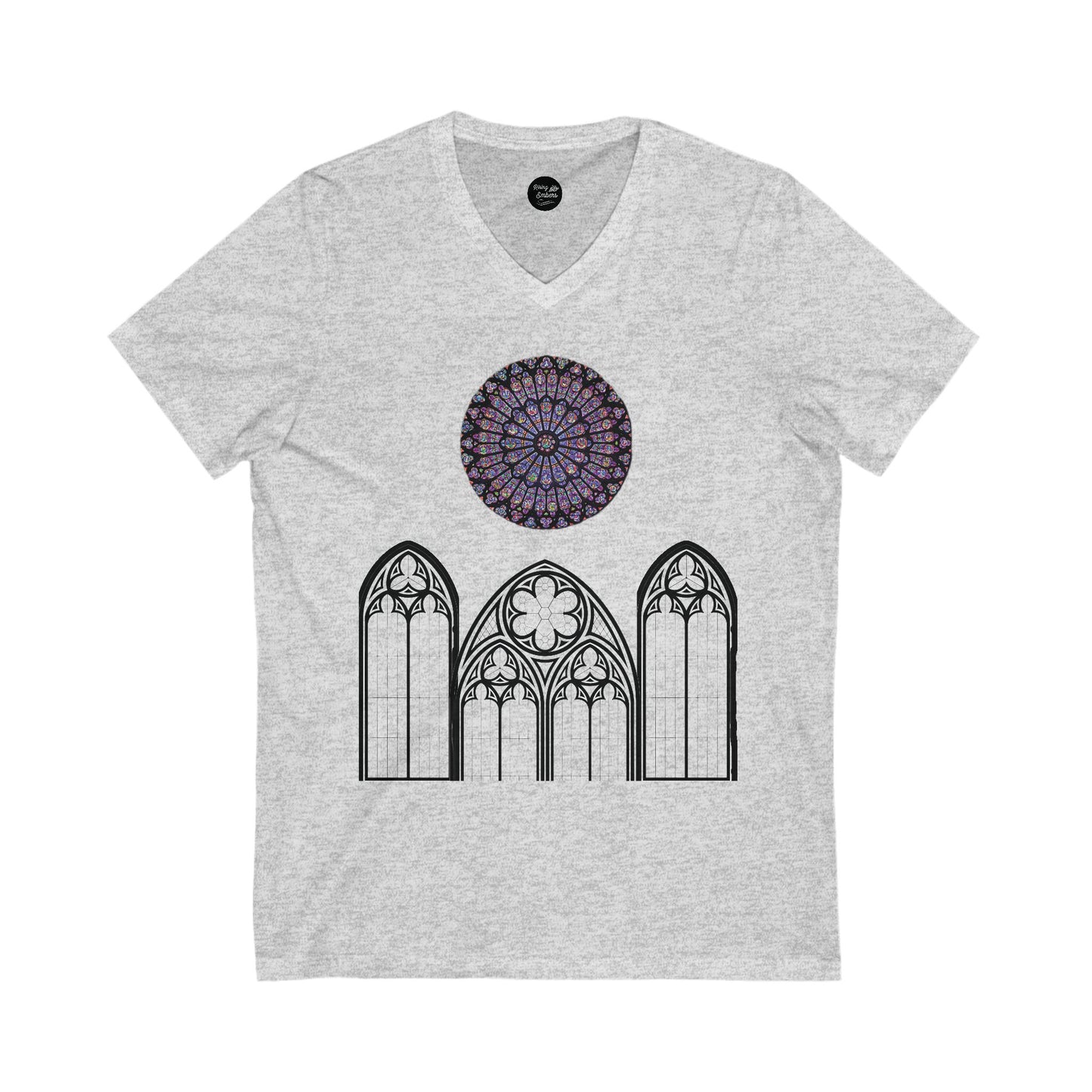 V-Neck Tee Resurrection Cathedral Design (WITH GOLD CROSS)