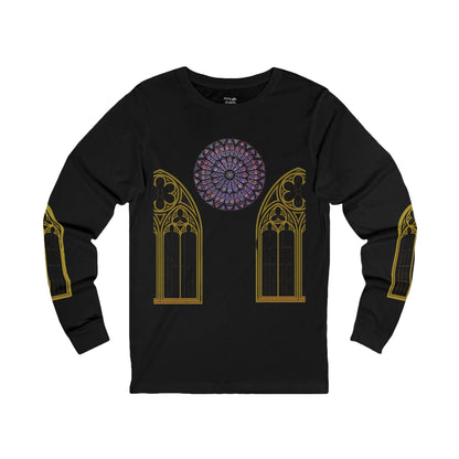 Cathedral Long Sleeve Tee with Rose Window Design