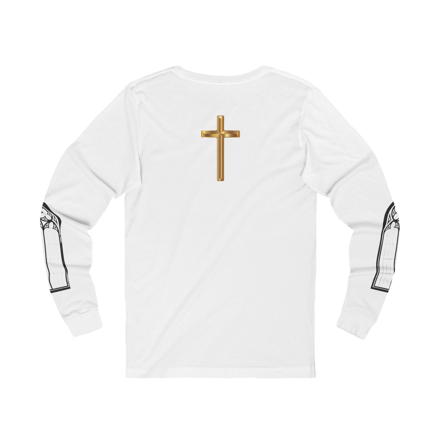 Cathedral Long Sleeve Tee with Rose Window (WITH GOLD CROSS)