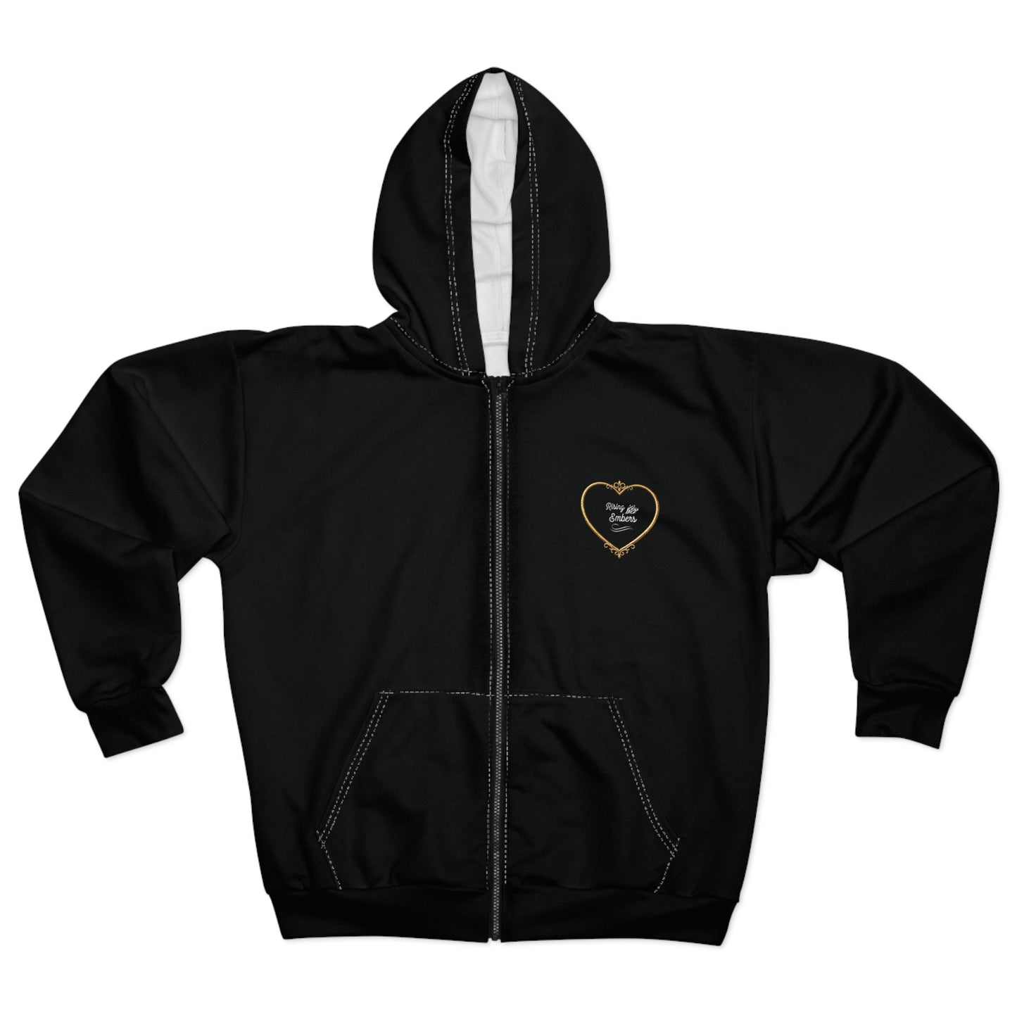 The Lovers Tarot Zip Hoodie — Gothic Heart Card Graphic Zip-Up