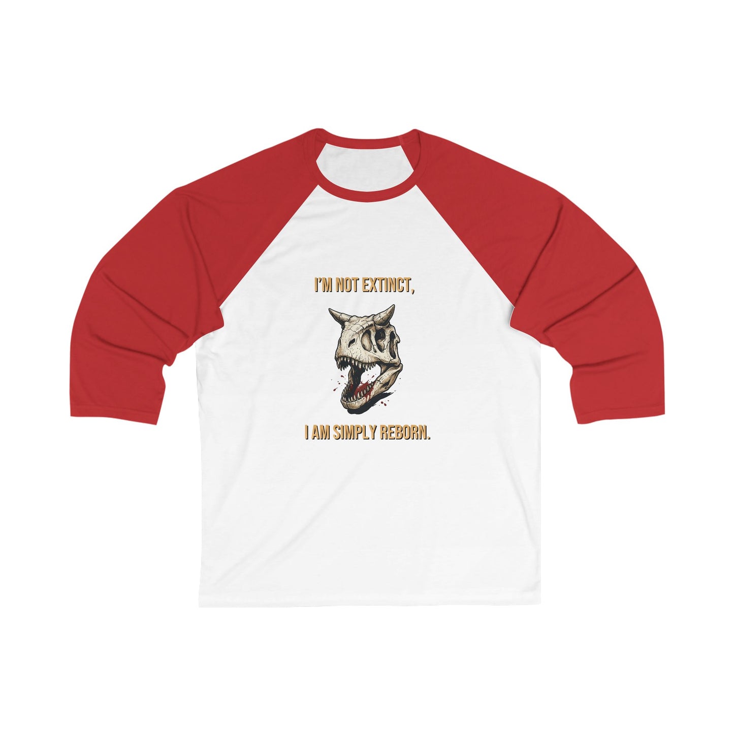 Carnotaurus Skull Baseball Tee — Raglan 3/4 Sleeve