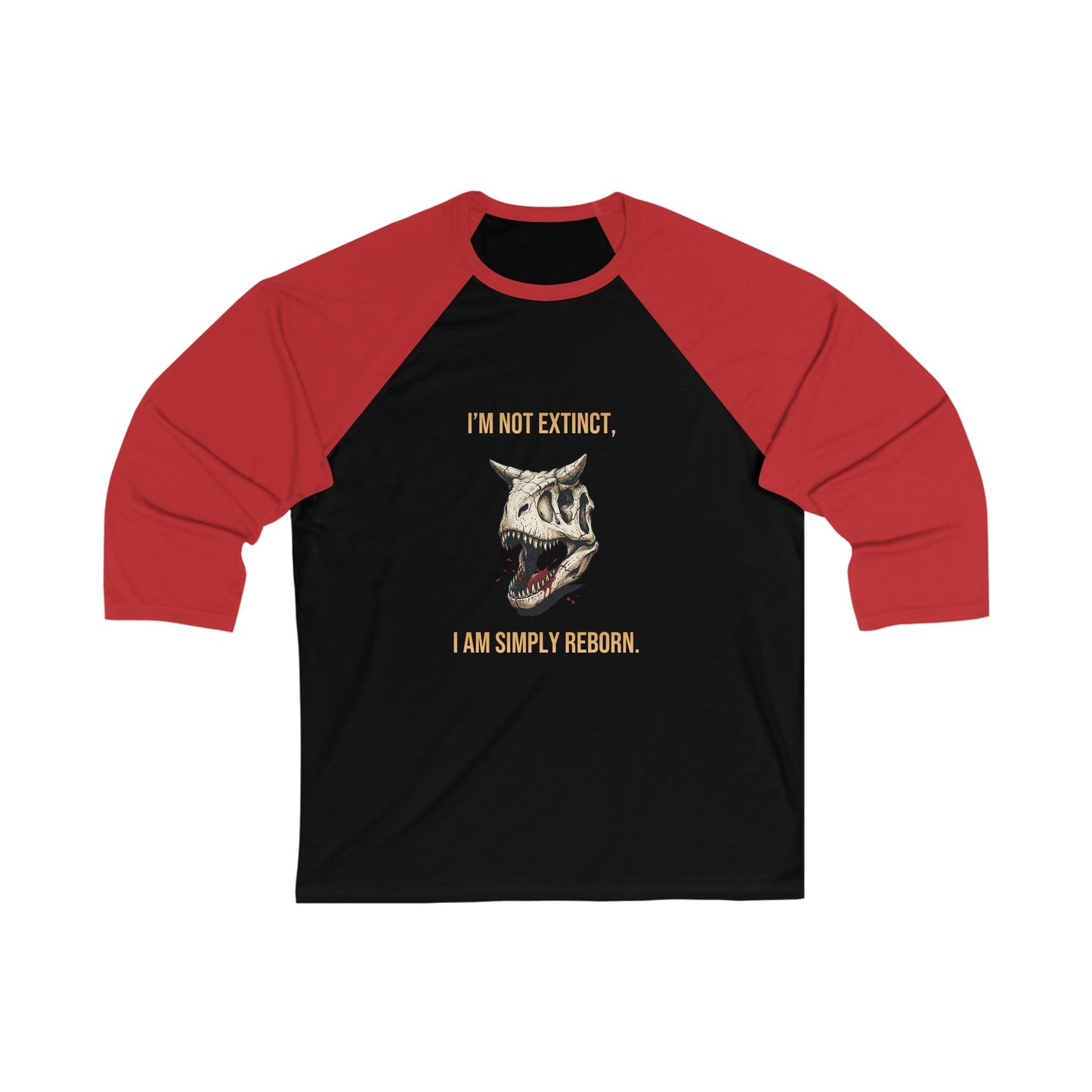 Carnotaurus Skull Baseball Tee — Raglan 3/4 Sleeve