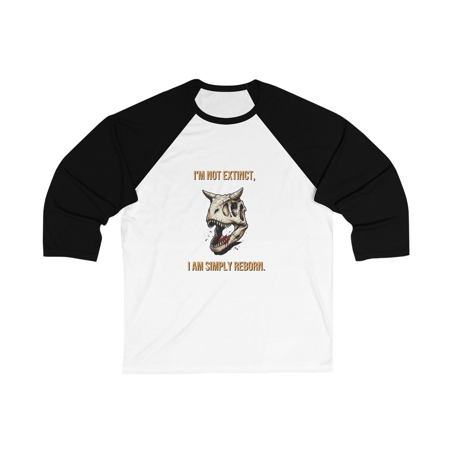 Carnotaurus Skull Baseball Tee — Raglan 3/4 Sleeve