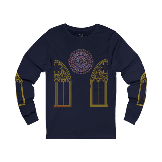 Cathedral Long Sleeve Tee with Rose Window Design