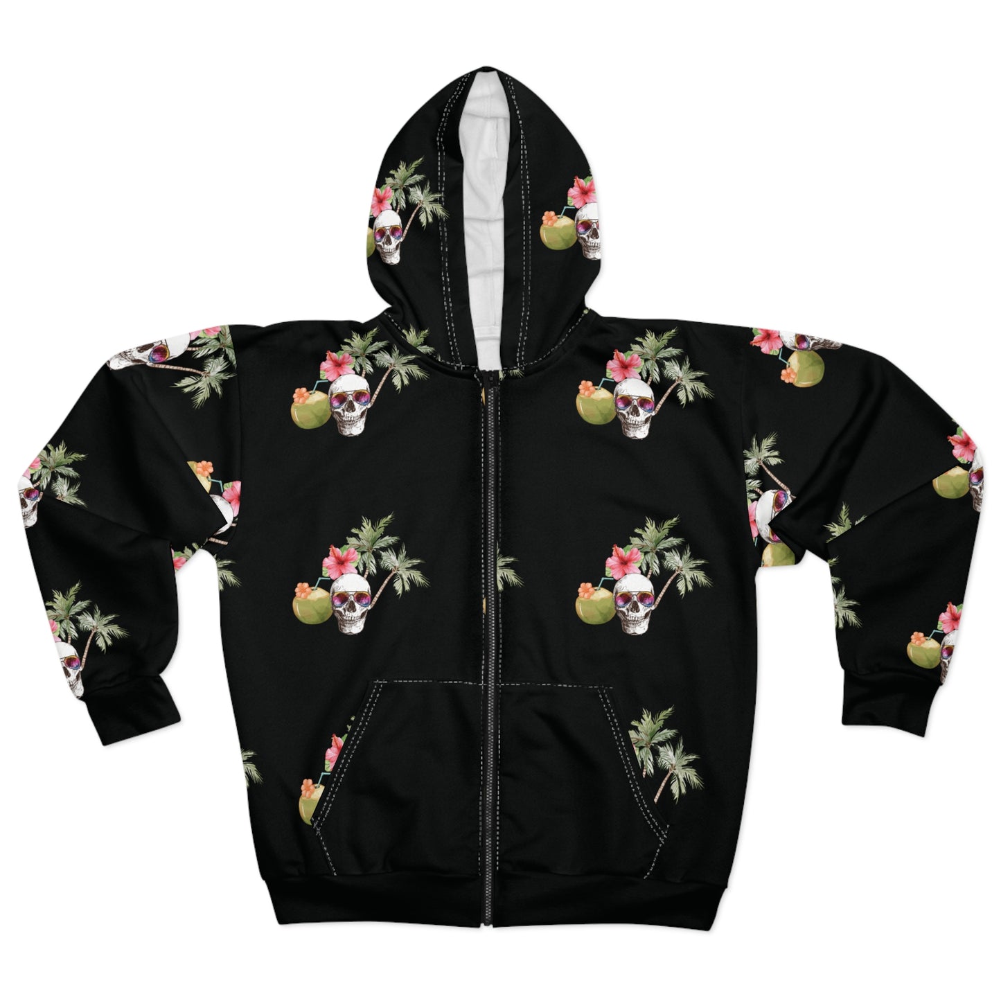 Tropigoth Full-Zip Hoodie — Gothic Tropical Zip-Up