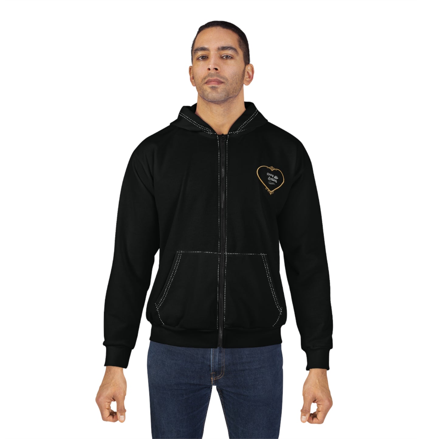 The Lovers Tarot Zip Hoodie — Gothic Heart Card Graphic Zip-Up