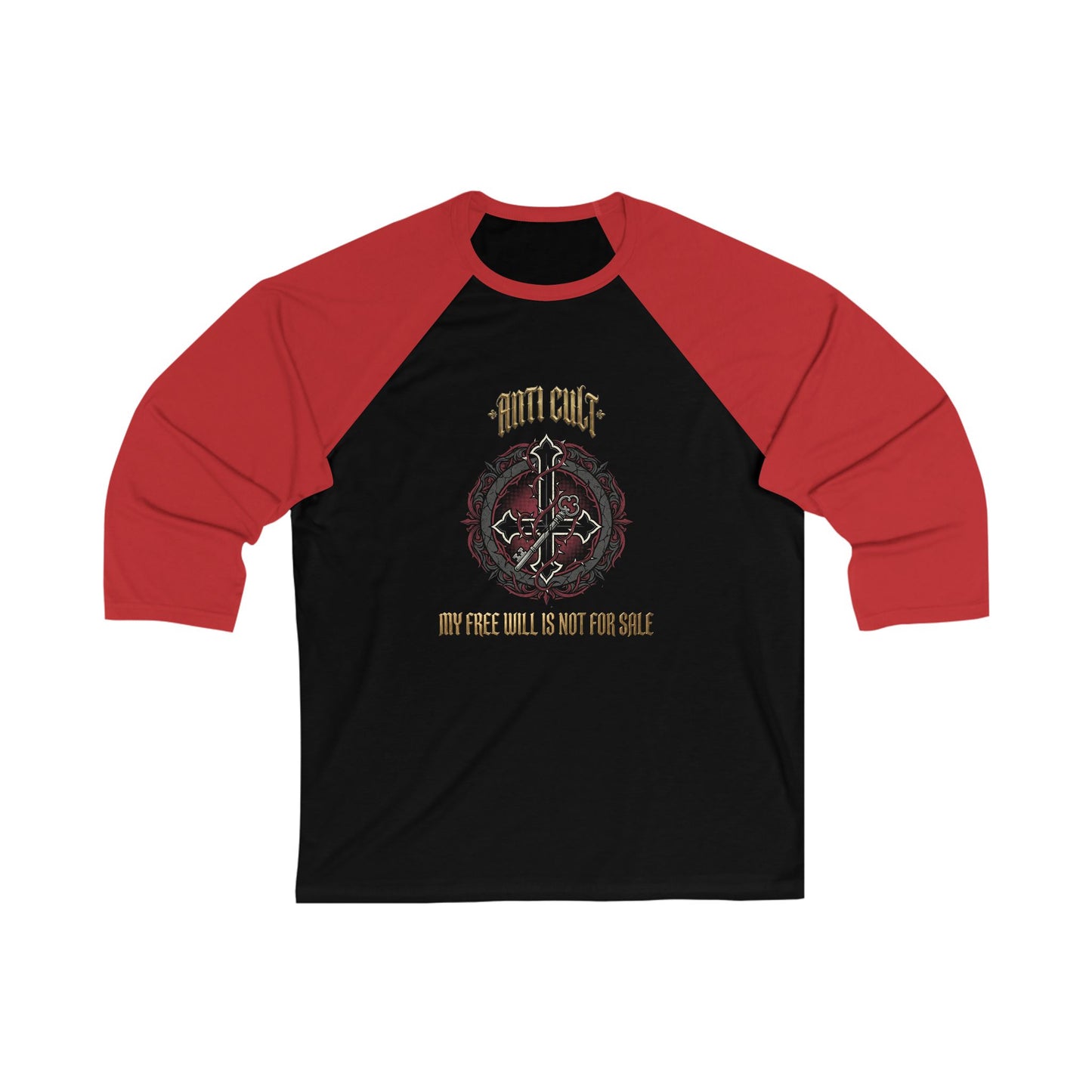 Baseball Tee — "My Free Will Is Not For Sale" Gothic Graphic Raglan