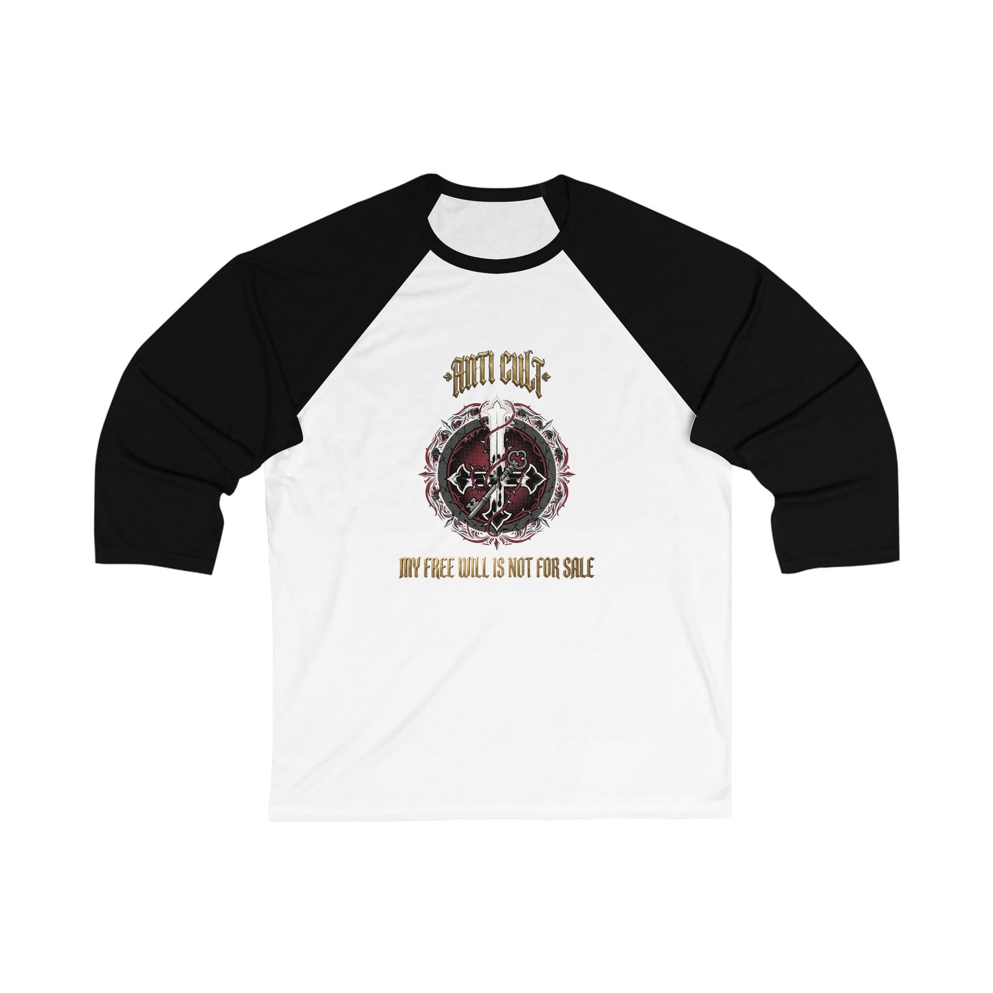 Baseball Tee — "My Free Will Is Not For Sale" Gothic Graphic Raglan