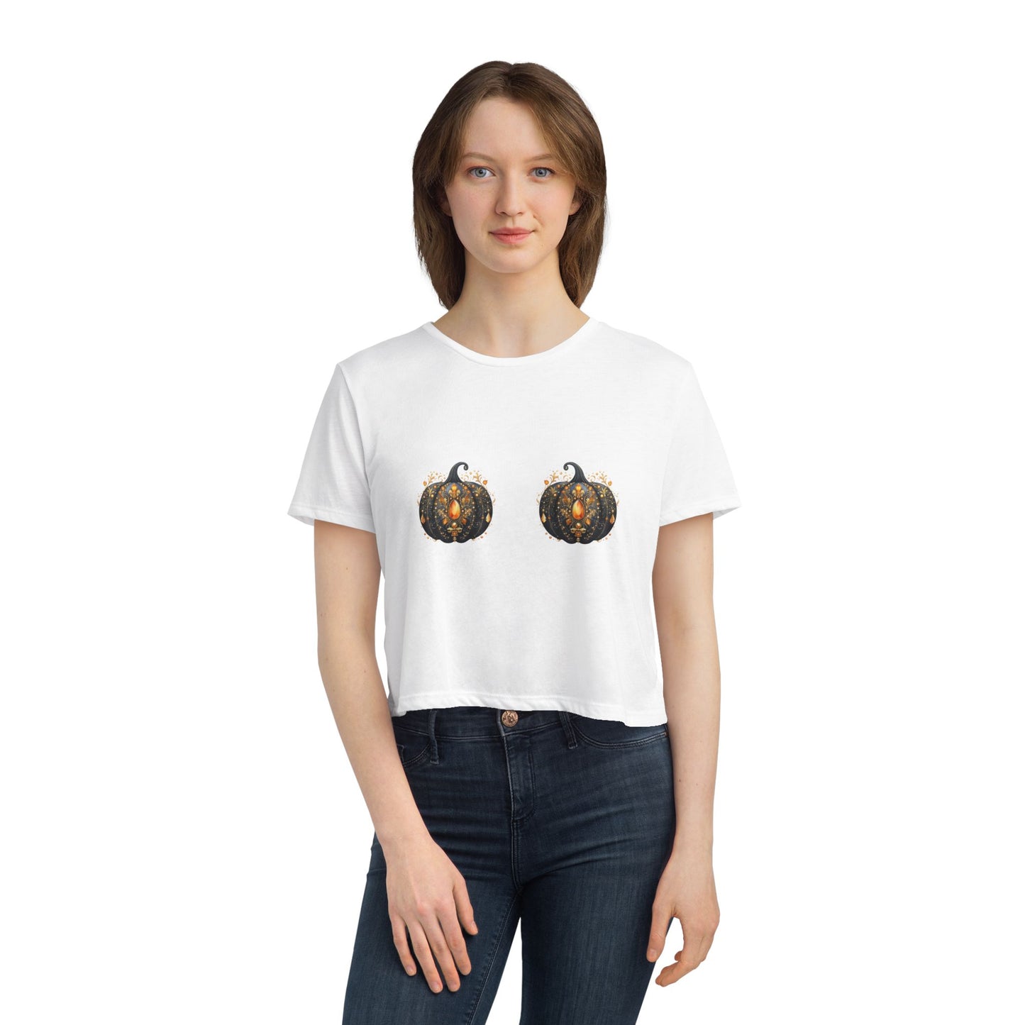 Crop Top Gothic Pumpkin Bra Tee