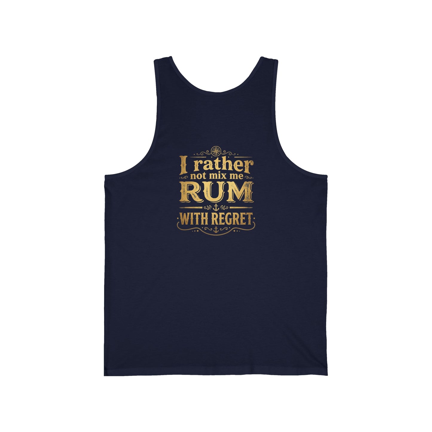 Tortuga Pirate Parrot Tank — "I’d Rather Mix Me Rum With Regret" Novelty Tank Top