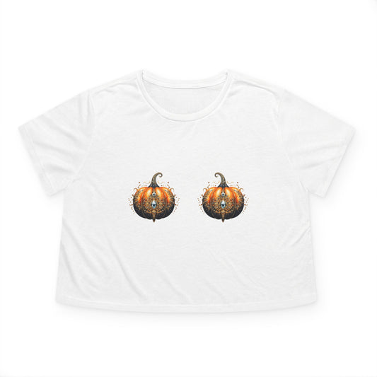 Pumpkin Bra Flowy Cropped Tee for Women