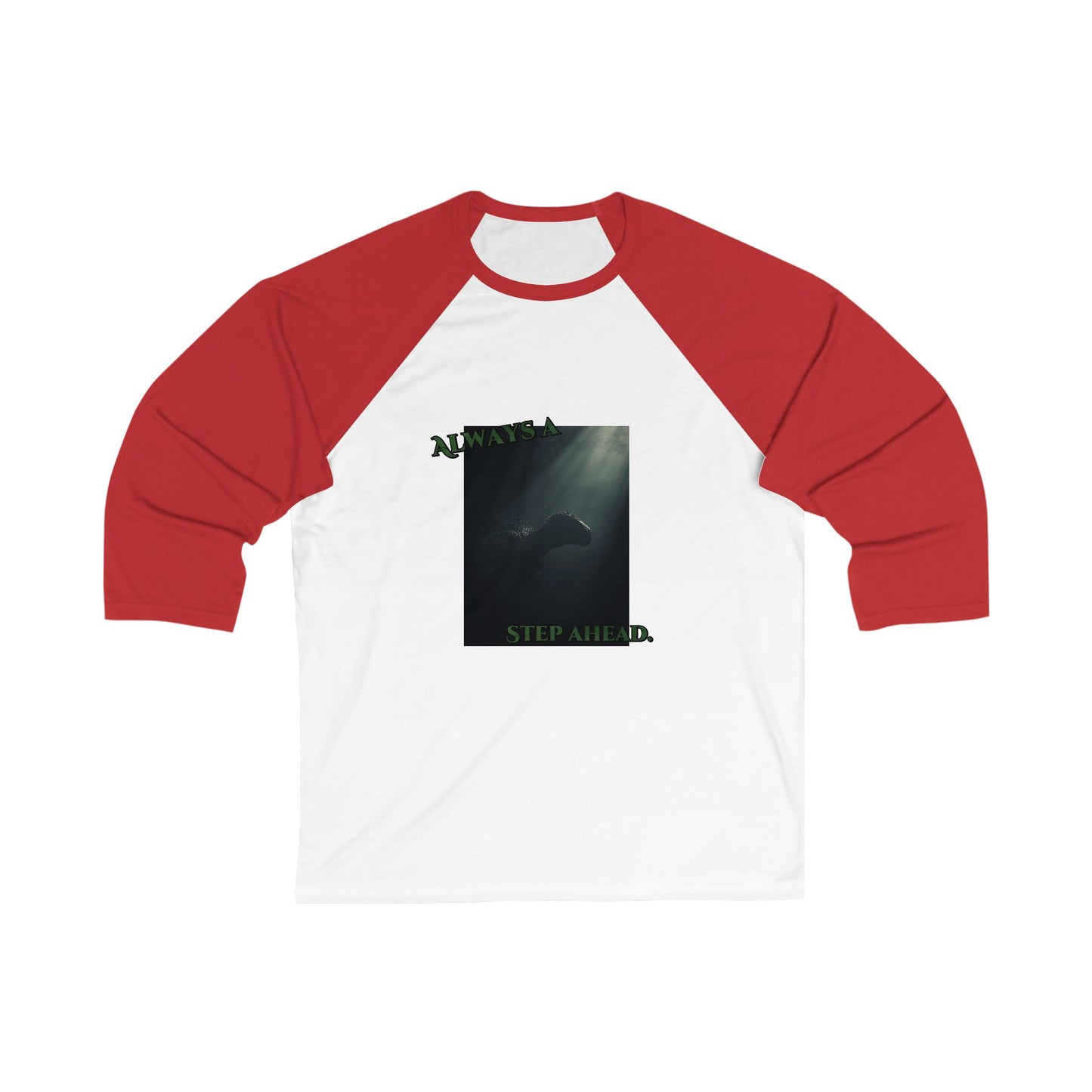 Spinosaurus Hunt Baseball Tee — Dino Raglan 3/4 Sleeve