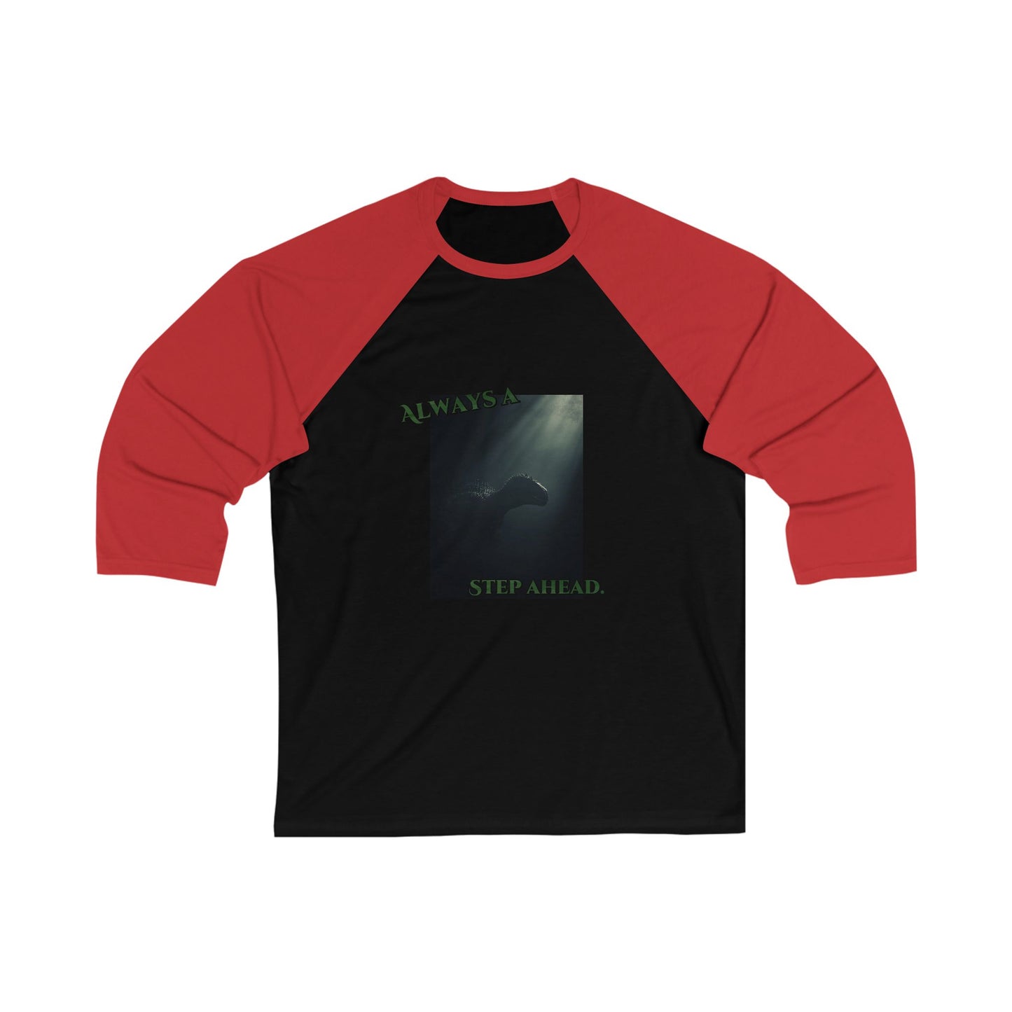 Spinosaurus Hunt Baseball Tee — Dino Raglan 3/4 Sleeve