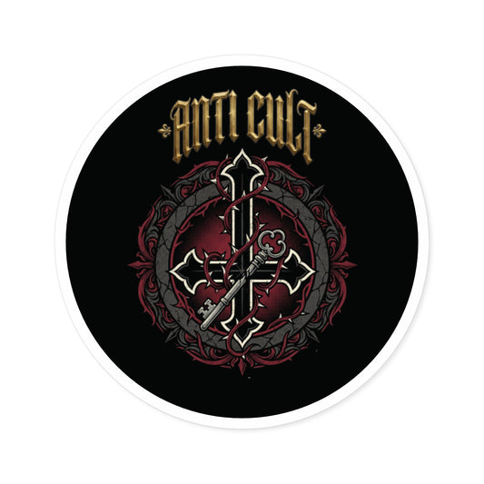 Anti-Cult Round Sticker — Bold Indoor/Outdoor Decal