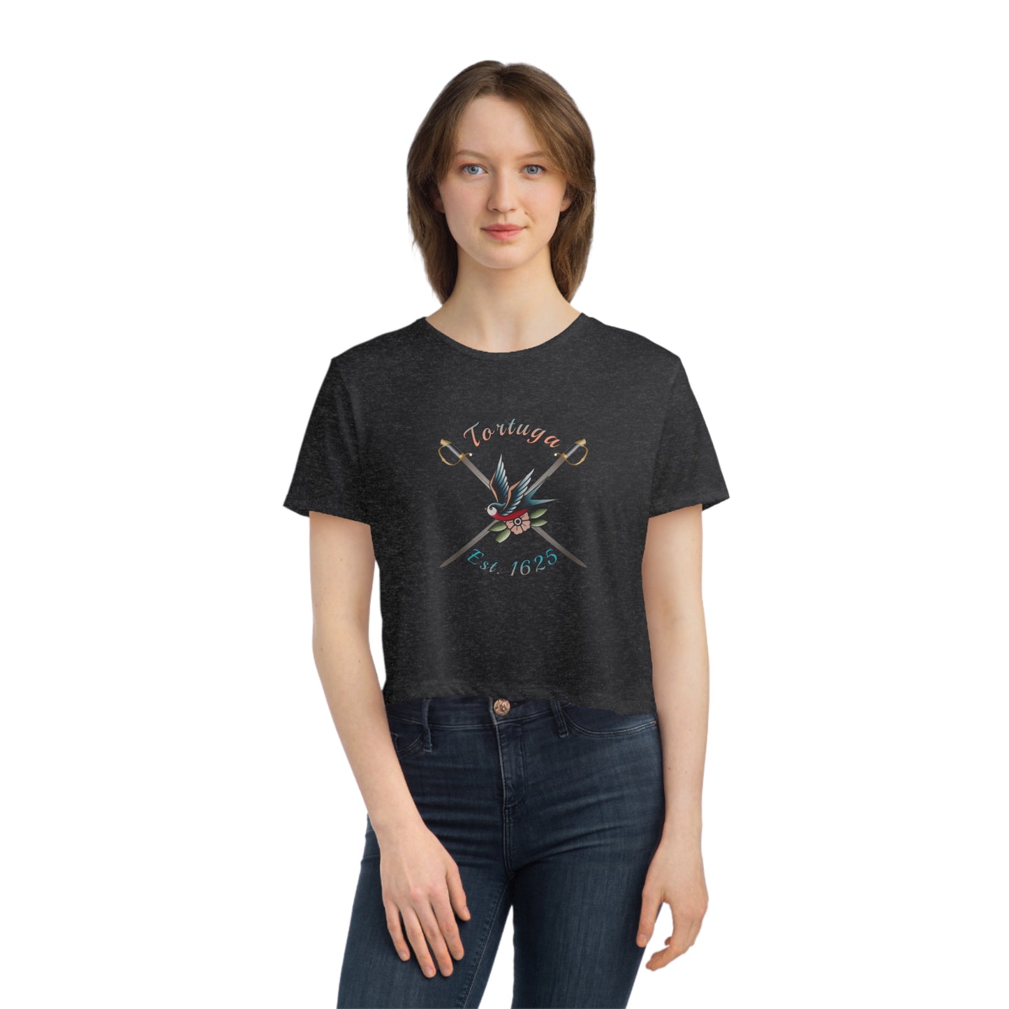 Witty Sparrow Women's Flowy Cropped Tee