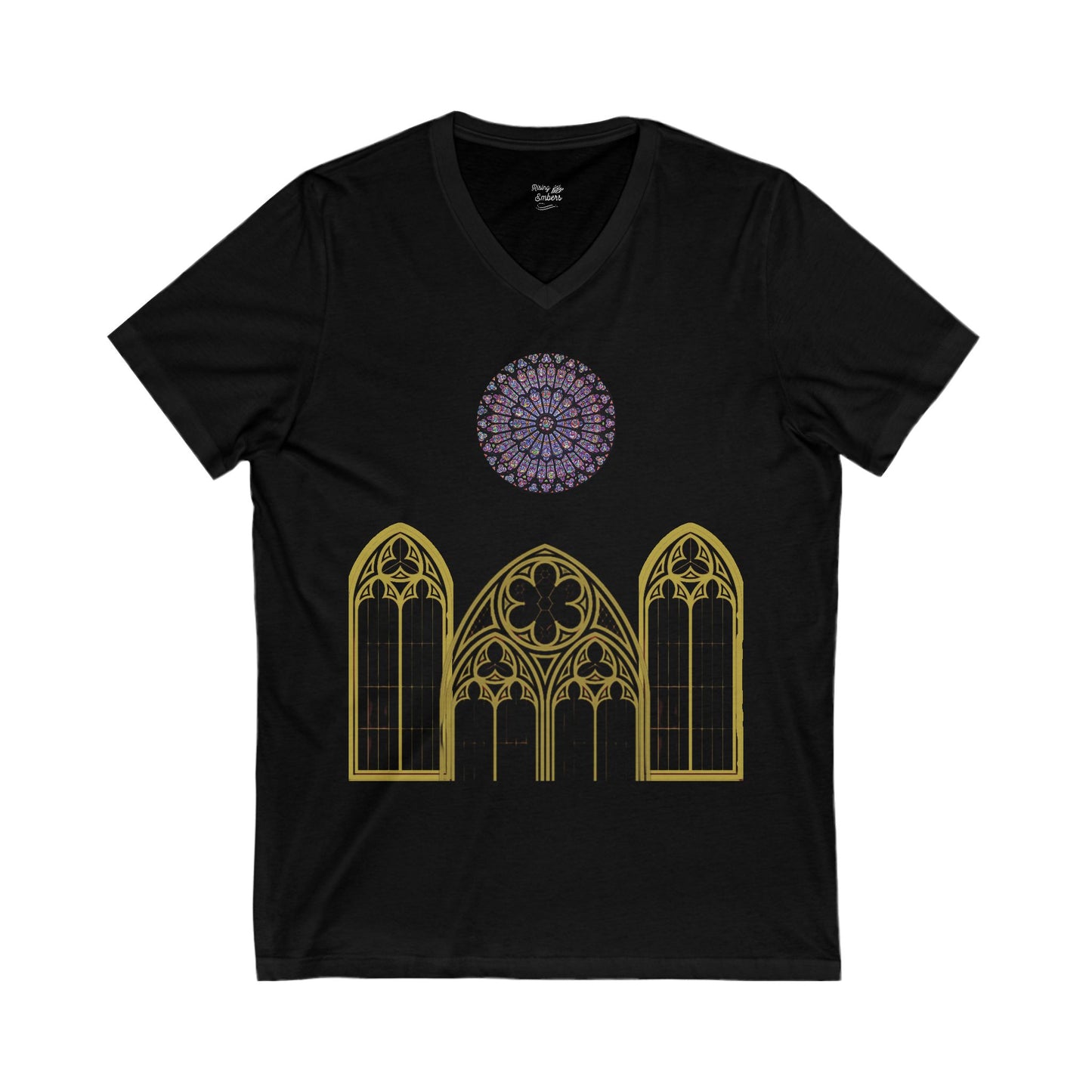 V-Neck Tee - Golden Gothic (WITH GOLD CROSS)