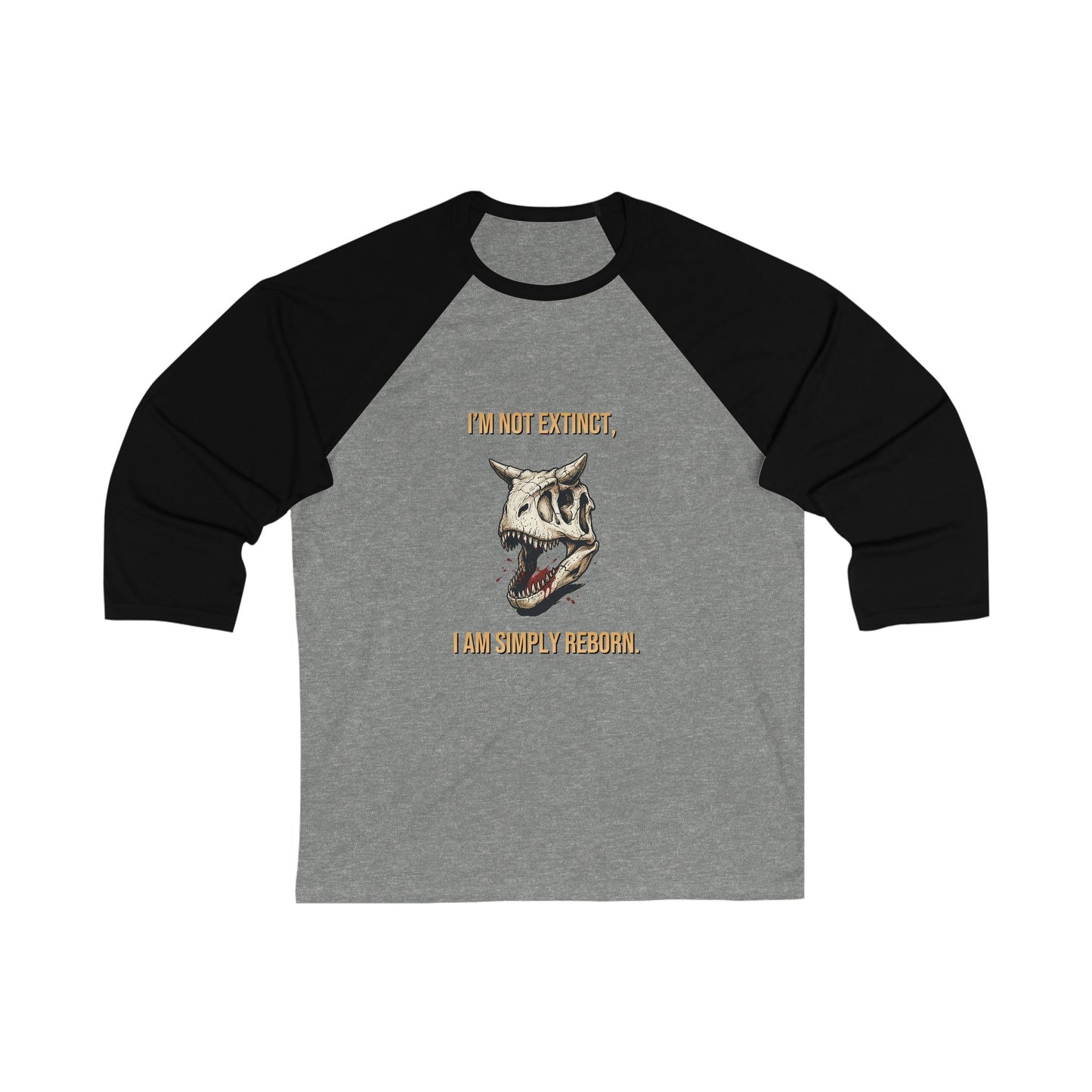 Carnotaurus Skull Baseball Tee — Raglan 3/4 Sleeve