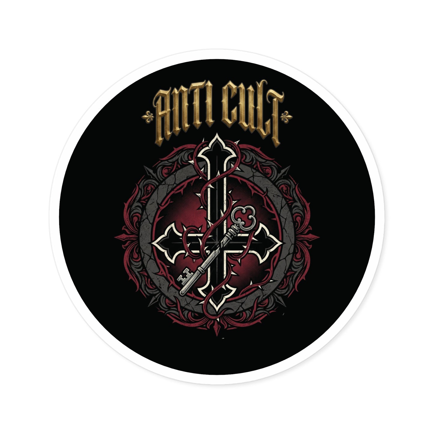 Anti-Cult Round Sticker — Bold Indoor/Outdoor Decal
