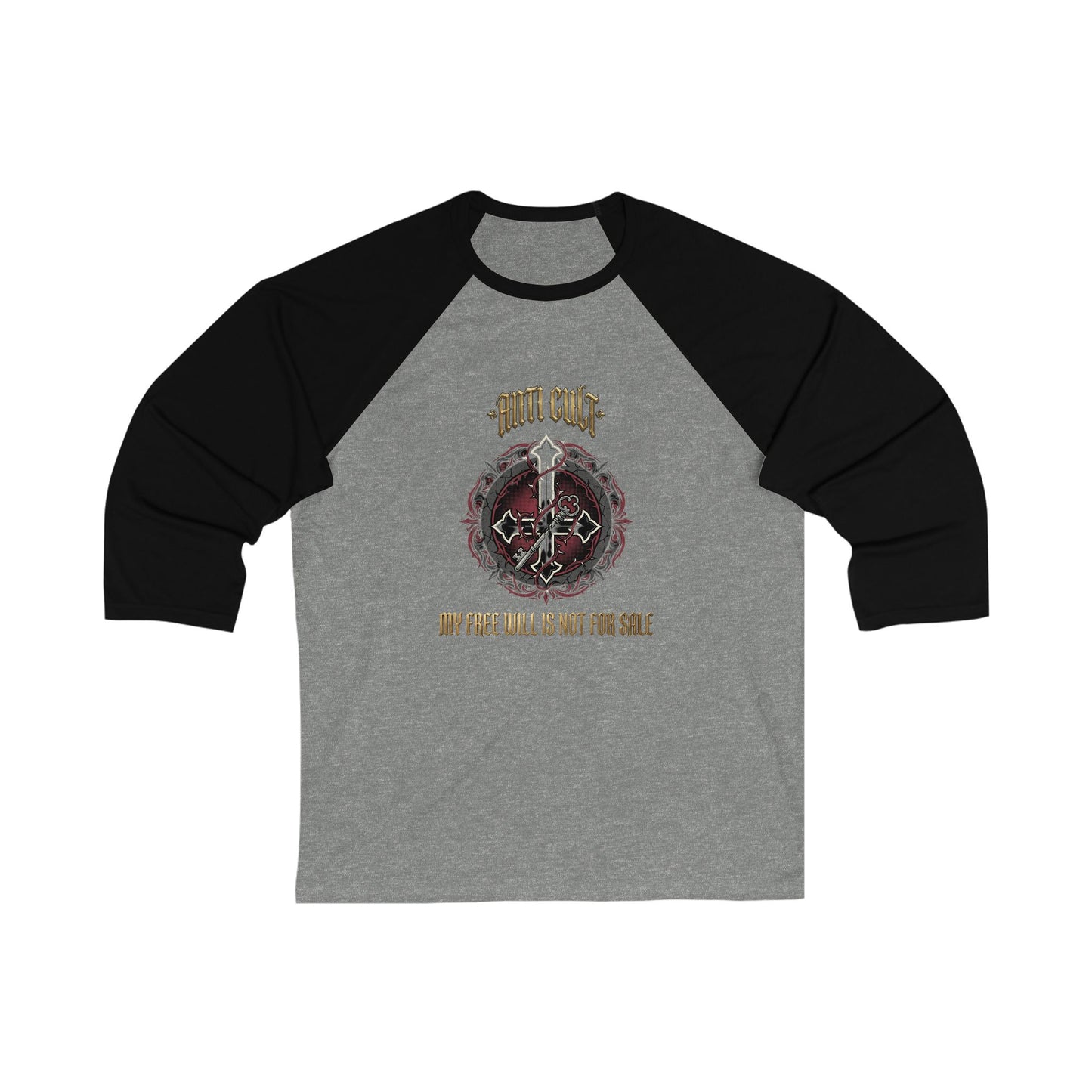 Baseball Tee — "My Free Will Is Not For Sale" Gothic Graphic Raglan