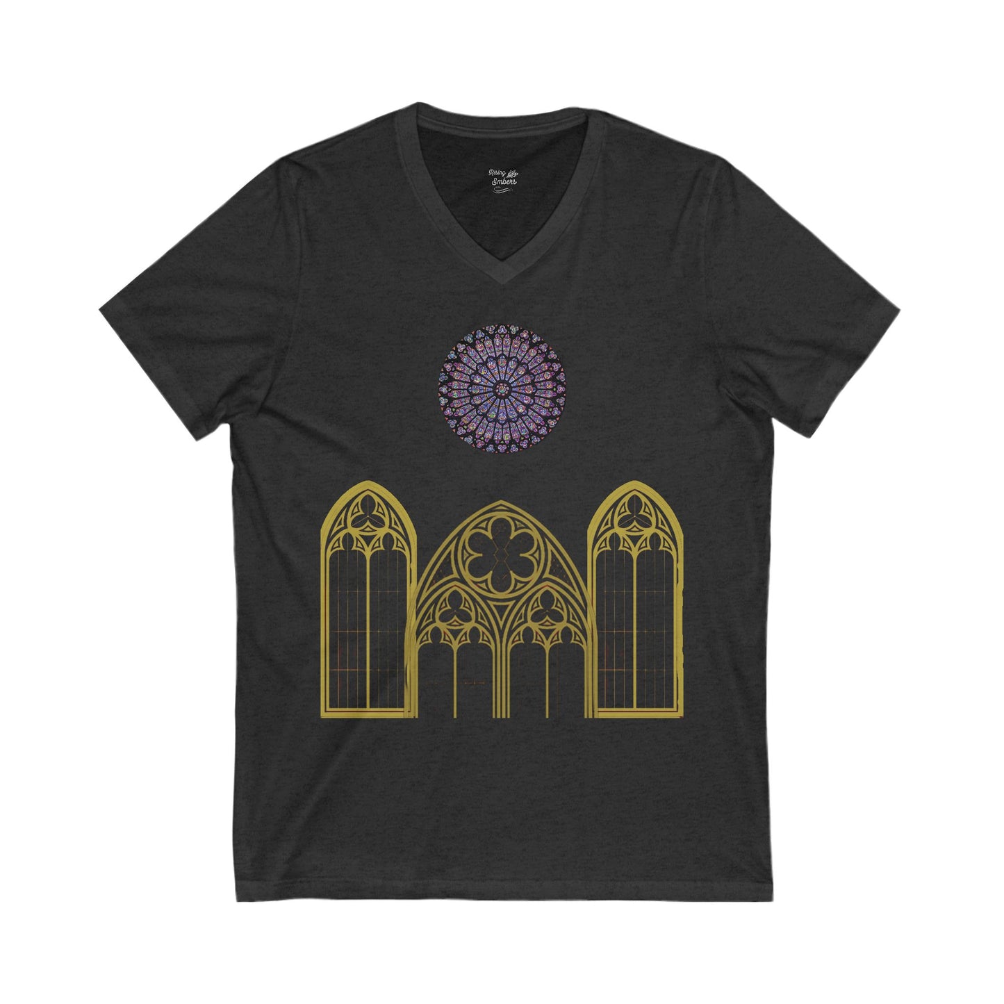 V-Neck Tee - Golden Gothic (WITH GOLD CROSS)